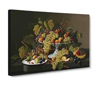 Still Life With Flowers And Fruit Vol.3 By Severin Roesen Canvas Print | Gallery Wrapped 30mm Frame Wall Art | 24x16 inches | Ready to Hang | Classic Floral Picture | Living Room Bedroom Lounge Office