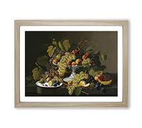 Still Life With Flowers And Fruit Vol.3 By Severin Roesen Classic Painting Framed Print | A3 Oak Framed Wall Art | Ready to Hang | Classic Floral Picture | Living Room Bedroom Lounge Office