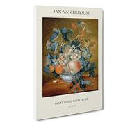 Still Life with Flowers and Fruit Vol.3 Jan Van Huysum Canvas Print | Gallery Wrapped 30mm Frame Wall Art | 30x20 inches | Ready to Hang | Contemporary Floral Picture | Living Room Lounge Office