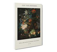Still Life With Flowers And Fruit Vol.7 By Jan Van Huysum Canvas Print | Gallery Wrapped 30mm Frame Wall Art | 30x20 inches | Ready to Hang | Classic Floral Picture | Living Room Bedroom Lounge Office