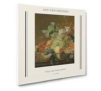 Still Life With Flowers And Fruit Vol.8 By Jan Van Huysum Canvas Print | Gallery Wrapped 30mm Frame Wall Art | 14x14 inches | Ready to Hang | Classic Floral Picture | Living Room Bedroom Lounge Office