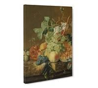 Still Life With Flowers And Fruit Vol.8 By Jan Van Huysum Canvas Print | Gallery Wrapped 30mm Frame Wall Art | 20x14 inches | Ready to Hang | Classic Floral Picture | Living Room Bedroom Lounge Office