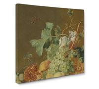 Still Life With Flowers And Fruit Vol.8 by Jan van Huysum Canvas Print | Gallery Wrapped 30mm Frame Wall Art | 20x20 inches | Ready to Hang | Classic Floral Picture | Living Room Bedroom Lounge Office
