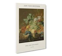Still Life With Flowers And Fruit Vol.8 By Jan Van Huysum Canvas Print | Gallery Wrapped 30mm Frame Wall Art | 20x14 inches | Ready to Hang | Classic Floral Picture | Living Room Bedroom Lounge Office