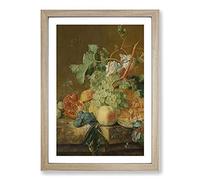 Still Life with Flowers and Fruit Vol.8 by Jan Van Huysum Framed Print | A2 Oak Framed Wall Art | Ready to Hang | Modern Floral Picture | Living Room Bedroom Lounge Office
