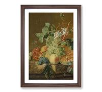 Still Life with Flowers and Fruit Vol.8 by Jan Van Huysum Framed Print | A2 Walnut Framed Wall Art | Ready to Hang | Modern Floral Picture | Living Room Bedroom Lounge Office