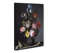 Still Life With Flowers And Shells Vol.1 By Balthasar Van Der Ast Classic Painting Canvas Wall Art Print Ready to Hang, Framed Picture for Living Room Bedroom Home Office Décor, 24x16 Inch (60x40 cm)