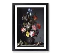 Still Life with Flowers and Shells Vol.1 by Balthasar Van Der AST Framed Print | A2 Black Framed Wall Art | Ready to Hang | Modern Floral Picture | Living Room Bedroom Lounge Office