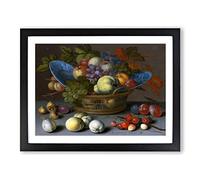 Still Life With Flowers By Balthasar Van Der Ast Classic Painting Framed Wall Art Print, Ready to Hang Picture for Living Room Bedroom Home Office Décor, Black A4 (34 x 25 cm)