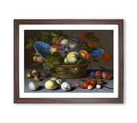 Still Life With Flowers By Balthasar Van Der Ast Classic Painting Framed Wall Art Print, Ready to Hang Picture for Living Room Bedroom Home Office Décor, Walnut A4 (34 x 25 cm)