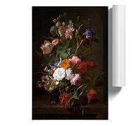 Still Life With Flowers By Rachel Ruysch Art Print | Unframed Poster, A2 | Ready to Frame, 260gsm Satin Photo Paper, Fade-Resistant Inks, Wall Art for Living Rooms, Bedrooms and Offices