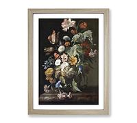 Still Life With Flowers By Rachel Ruysch Framed Wall Art Print A3 Oak | Ready to Hang, Premium Gi Paper, Fade-Resistant Inks, Securely Packaged, UK Made