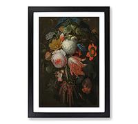 Still Life with Flowers Vol.1 by Abraham Mignon Framed Print | A2 Black Framed Wall Art | Ready to Hang | Modern Floral Picture | Living Room Bedroom Lounge Office