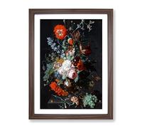 Still Life With Flowers Vol.1 By Jan Van Huysum Classic Painting Framed Print | A3 Walnut Framed Wall Art | Ready to Hang | Classic Floral Picture | Living Room Bedroom Lounge Office