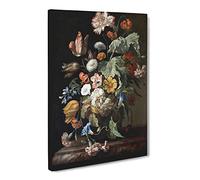 Still Life With Flowers Vol.1 By Rachel Ruysch Canvas Print | Gallery Wrapped 30mm Frame Wall Art | 20x14 inches | Ready to Hang | Classic Floral Picture | Living Room Bedroom Lounge Office