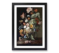 Still Life with Flowers Vol.1 by Rachel Ruysch Framed Print | A2 Black Framed Wall Art | Ready to Hang | Modern Floral Picture | Living Room Bedroom Lounge Office