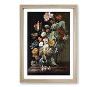 Still Life with Flowers Vol.1 by Rachel Ruysch Framed Print | A2 Oak Framed Wall Art | Ready to Hang | Modern Floral Picture | Living Room Bedroom Lounge Office