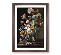 Still Life with Flowers Vol.1 by Rachel Ruysch Framed Print | A2 Walnut Framed Wall Art | Ready to Hang | Modern Floral Picture | Living Room Bedroom Lounge Office
