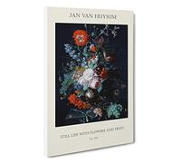 Still Life with Flowers Vol.1 Jan Van Huysum Canvas Print | Gallery Wrapped 30mm Frame Wall Art | 30x20 inches | Ready to Hang | Contemporary Floral Picture | Living Room Bedroom Lounge Office
