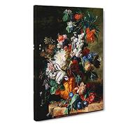 Still Life With Flowers Vol.10 By Jan Van Huysum Canvas Print | Gallery Wrapped 30mm Frame Wall Art | 30x20 inches | Ready to Hang | Classic Floral Picture | Living Room Bedroom Lounge Office