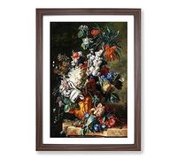 Still Life with Flowers Vol.10 by Jan Van Huysum Framed Print | A2 Walnut Framed Wall Art | Ready to Hang | Modern Floral Picture | Living Room Bedroom Lounge Office