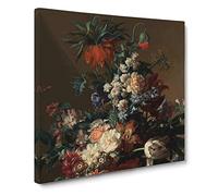 Still Life With Flowers Vol.11 by Jan van Huysum Canvas Print | Gallery Wrapped 30mm Frame Wall Art | 20x20 inches | Ready to Hang | Classic Floral Picture | Living Room Bedroom Lounge Office