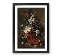 Still Life with Flowers Vol.11 by Jan Van Huysum Framed Print | A2 Black Framed Wall Art | Ready to Hang | Modern Floral Picture | Living Room Bedroom Lounge Office