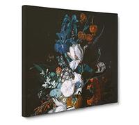 Still Life With Flowers Vol.12 by Jan van Huysum Canvas Print | Gallery Wrapped 30mm Frame Wall Art | 14x14 inches | Ready to Hang | Classic Floral Picture | Living Room Bedroom Lounge Office