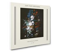 Still Life With Flowers Vol.12 By Jan Van Huysum Canvas Print | Gallery Wrapped 30mm Frame Wall Art | 20x20 inches | Ready to Hang | Classic Floral Picture | Living Room Bedroom Lounge Office