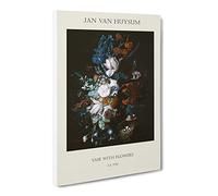 Still Life With Flowers Vol.12 By Jan Van Huysum Canvas Print | Gallery Wrapped 30mm Frame Wall Art | 24x16 inches | Ready to Hang | Classic Floral Picture | Living Room Bedroom Lounge Office