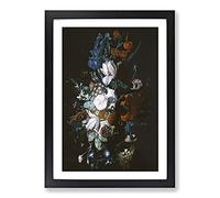 Still Life with Flowers Vol.12 by Jan Van Huysum Framed Print | A2 Black Framed Wall Art | Ready to Hang | Modern Floral Picture | Living Room Bedroom Lounge Office