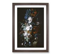 Still Life with Flowers Vol.12 by Jan Van Huysum Framed Print | A2 Walnut Framed Wall Art | Ready to Hang | Modern Floral Picture | Living Room Bedroom Lounge Office