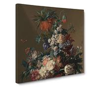 Still Life With Flowers Vol.13 by Jan van Huysum Canvas Print | Gallery Wrapped 30mm Frame Wall Art | 20x20 inches | Ready to Hang | Classic Floral Picture | Living Room Bedroom Lounge Office