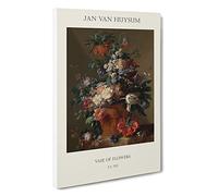 Still Life with Flowers Vol.13 Jan Van Huysum Canvas Print | Gallery Wrapped 30mm Frame Wall Art | 30x20 inches | Ready to Hang | Contemporary Floral Picture | Living Room Bedroom Lounge Office
