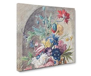 Still Life With Flowers Vol.2 by Jan van Huysum Canvas Print | Gallery Wrapped 30mm Frame Wall Art | 20x20 inches | Ready to Hang | Classic Floral Picture | Living Room Bedroom Lounge Office