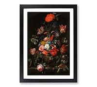 Still Life with Flowers Vol.3 by Abraham Mignon Framed Print | A2 Black Framed Wall Art | Ready to Hang | Modern Floral Picture | Living Room Bedroom Lounge Office