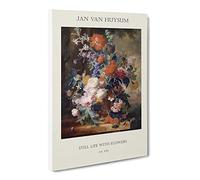Still Life With Flowers Vol.3 By Jan Van Huysum Canvas Print | Gallery Wrapped 30mm Frame Wall Art | 24x16 inches | Ready to Hang | Classic Floral Picture | Living Room Bedroom Lounge Office