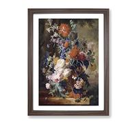 Still Life With Flowers Vol.3 By Jan Van Huysum Classic Painting Framed Print | A3 Walnut Framed Wall Art | Ready to Hang | Classic Floral Picture | Living Room Bedroom Lounge Office