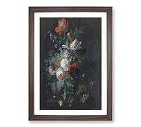 Still Life with Flowers Vol.4 by Jan Van Huysum Framed Print | A2 Walnut Framed Wall Art | Ready to Hang | Modern Floral Picture | Living Room Bedroom Lounge Office