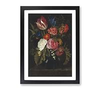 Still Life With Flowers Vol.4 By Maria Van Oosterwijk Classic Painting Framed Print | A3 Black Framed Wall Art | Ready to Hang | Classic Floral Picture | Living Room Bedroom Lounge Office
