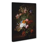 Still Life With Flowers Vol.4 By Rachel Ruysch Classic Painting Canvas Wall Art Print Ready to Hang, Framed Picture for Living Room Bedroom Home Office Décor, 24x16 Inch (60x40 cm)