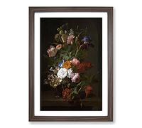Still Life with Flowers Vol.4 by Rachel Ruysch Framed Print | A2 Walnut Framed Wall Art | Ready to Hang | Modern Floral Picture | Living Room Bedroom Lounge Office
