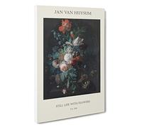 Still Life with Flowers Vol.4 Jan Van Huysum Canvas Print | Gallery Wrapped 30mm Frame Wall Art | 30x20 inches | Ready to Hang | Contemporary Floral Picture | Living Room Bedroom Lounge Office