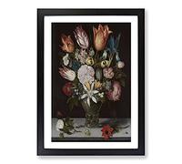 Still Life with Flowers Vol.5 by Ambrosius Bosschaert Framed Print | A2 Black Framed Wall Art | Ready to Hang | Modern Floral Picture | Living Room Bedroom Lounge Office