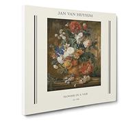 Still Life With Flowers Vol.5 By Jan Van Huysum Canvas Print | Gallery Wrapped 30mm Frame Wall Art | 14x14 inches | Ready to Hang | Classic Floral Picture | Living Room Bedroom Lounge Office