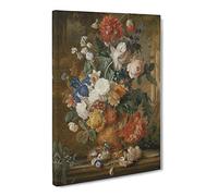 Still Life With Flowers Vol.5 By Jan Van Huysum Canvas Print | Gallery Wrapped 30mm Frame Wall Art | 20x14 inches | Ready to Hang | Classic Floral Picture | Living Room Bedroom Lounge Office