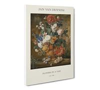 Still Life With Flowers Vol.5 By Jan Van Huysum Canvas Print | Gallery Wrapped 30mm Frame Wall Art | 30x20 inches | Ready to Hang | Classic Floral Picture | Living Room Bedroom Lounge Office