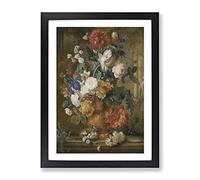 Still Life With Flowers Vol.5 By Jan Van Huysum Classic Painting Framed Print | A2 Black Framed Wall Art | Ready to Hang | Classic Floral Picture | Living Room Bedroom Lounge Office
