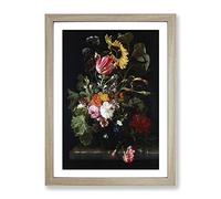 Still Life With Flowers Vol.5 By Maria Van Oosterwijk Classic Painting Framed Print | A2 Oak Framed Wall Art | Ready to Hang | Classic Floral Picture | Living Room Bedroom Lounge Office