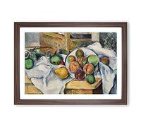 Still Life with Fruit by Paul Cezanne Framed Wall Art Print A2 Walnut